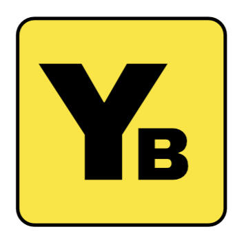YELLOW BOARDS LOGO Yellow \Boards logo on a yellow back ground with a tHICK black frame