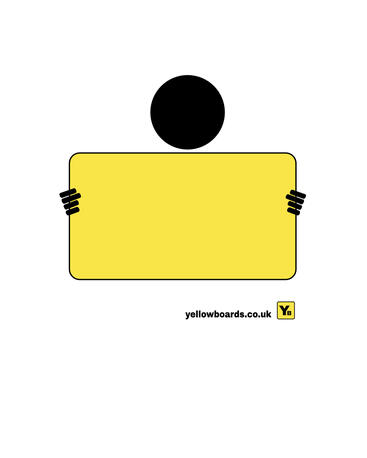 YELLOW BOARDS BENNY BOARDS BOY HOLDING YELLOW BOARD