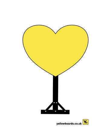 YELLOW BOARDS LOVE YYELLOW LOVE HEART ON A STAND